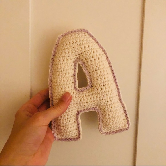 Crochet Letter A Handmade Crochet Monogram Baby Shower Gift Nursery Room Decor - Picture 3 of 3